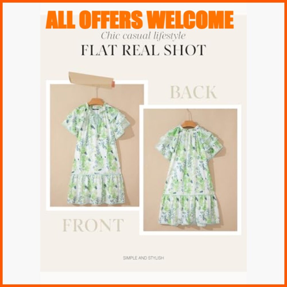 Polyester Boho Floral V-Neck Drawstring Ruffle Sh… - image 4